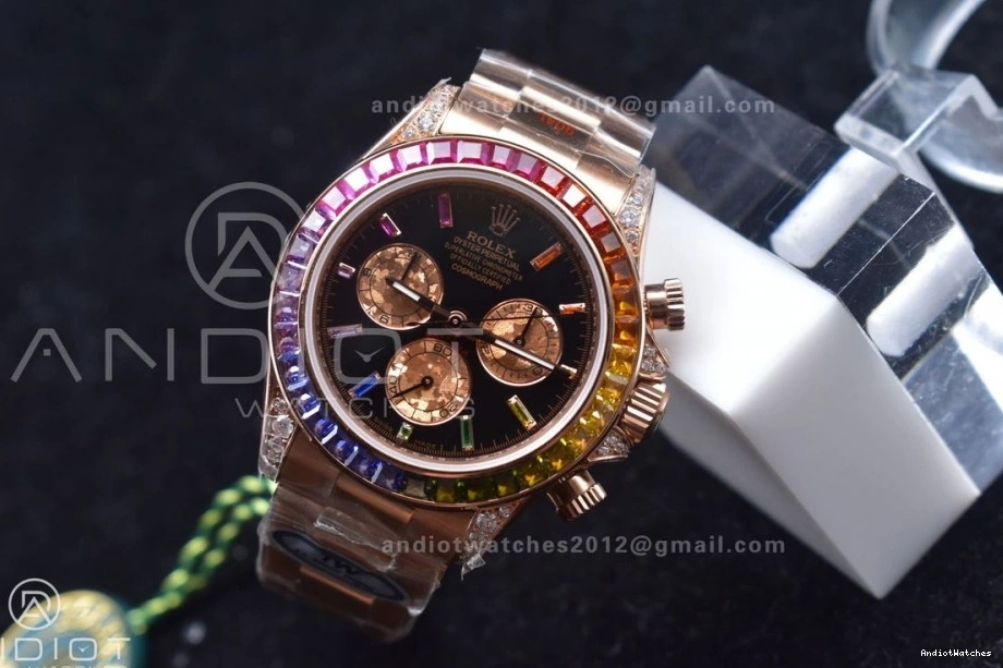 on TWF Edition Bracelet RG 428 Dial Black Crystal Rainbow YG 116595RBOW Best A Daytona Classic 0719
